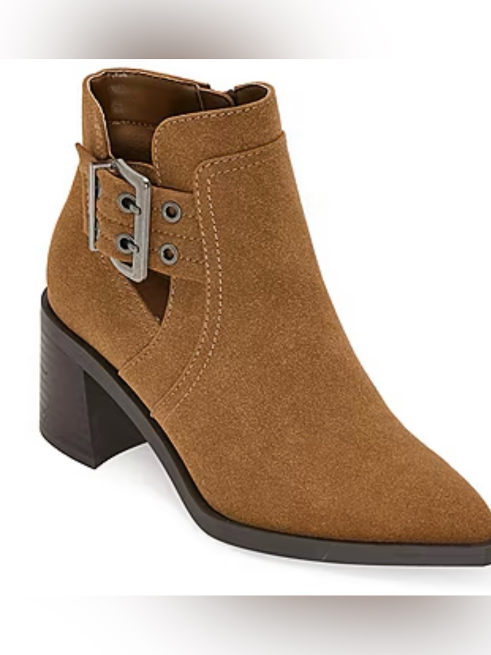 NIB a.n.a Women's Tan Suede Cutout Ankle Boot with Buckle